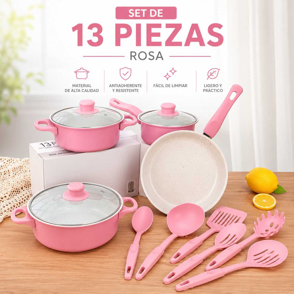 Ollas Top cocina ROSA x13